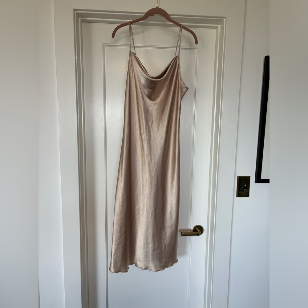 Bebe Satin Cowl Neck Slip Dress Sz L #0618